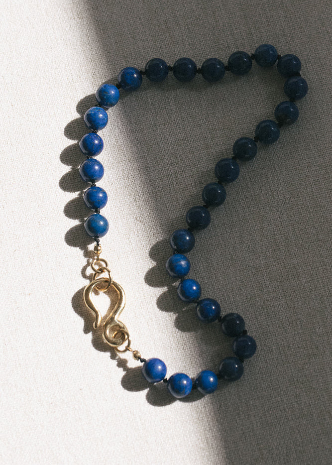 Lapis Necklace with Fish Hook