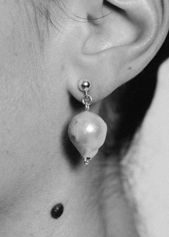 baroque and cast pearl earrings released from love recycled sterling silver